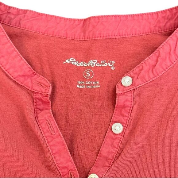 Eddie Bauer 3/4 Length Sleeves Cotton Henley Button Front Women’s T-shirt - Picture 4 of 8